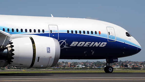 A Boeing Dreamliner on the runway