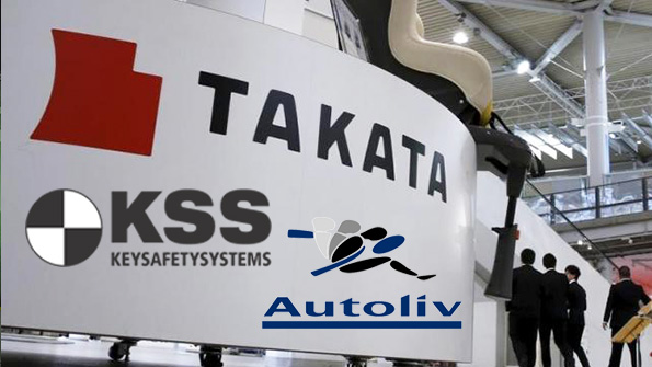 Logos of Takata and likely suitors Autoliv and Key Safety Systems