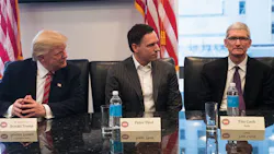 President Trump met with tech industry leaders including Apple CEO Tim Cook on December 14 and promised to discuss trade taxes and other issues President Trump met with tech industry leaders including Apple CEO Tim Cook on December 14 and promised to discuss trade taxes and other issues