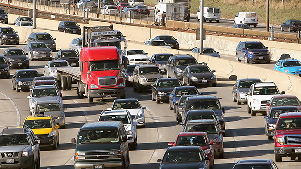 Friday afternoon traffic during a holiday weekend in Chicago