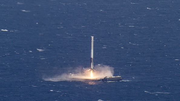Falcon 9 rocket landing on drone ship