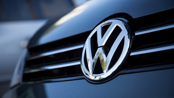 A Volkswaegn logo on a car grille