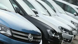 Volkswagen cars on a lot in Berlin Volkswagen cars on a lot in Berlin