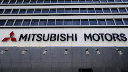 Mitsubishi logo on building Mitsubishi logo on building