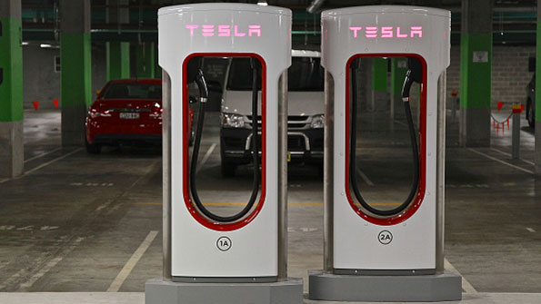 Tesla supercharging stations