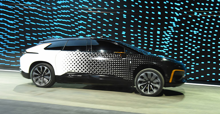 Faraday Future39s FF 91 prototype electric crossover vehicle shown at CES 2017