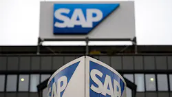 The SAP logo outside company headquarters in Germany The SAP logo outside company headquarters in Germany
