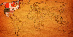 NAFTA countries shown on world map NAFTA countries shown on world map