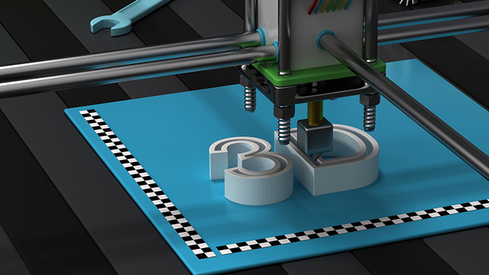 A Thinkstock image of a 3-D printer bed, with a graphic being manufactured.