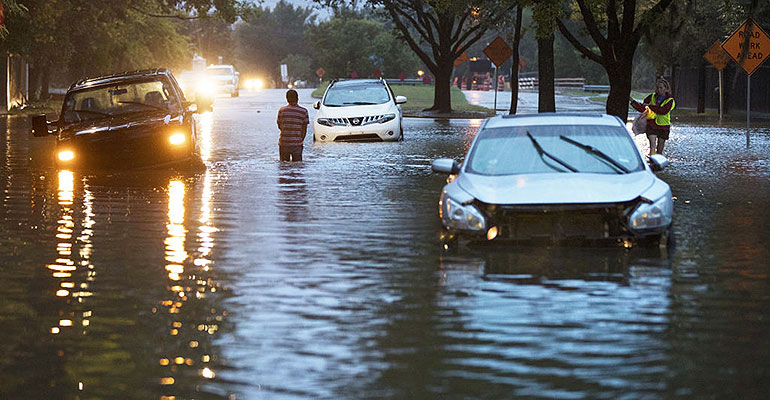 flooded cars on street