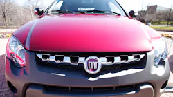 The grille of a Fiat automobile. The grille of a Fiat automobile.