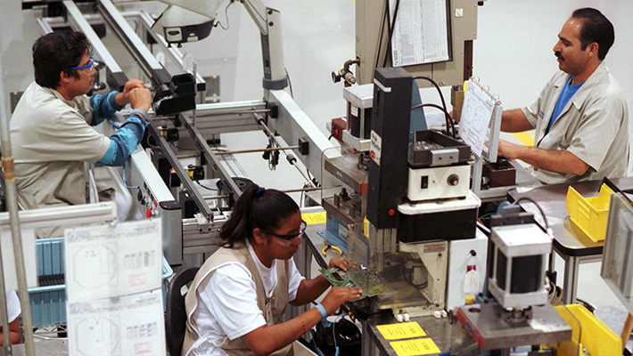 Workers in a maquila in Mexico.
