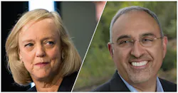 Current and future HPE CEOs Meg Whitman, left, and Antonio Neri. Current and future HPE CEOs Meg Whitman, left, and Antonio Neri.