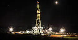 shale oil drill in North Dakota at night shale oil drill in North Dakota at night