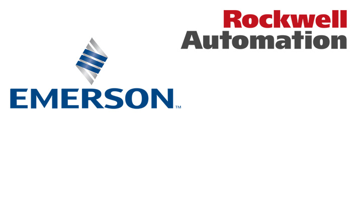 The logos of Emerson Electric and Rockwell Automation.