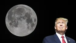 President Donald Trump looks up at the Moon. President Donald Trump looks up at the Moon.