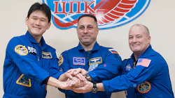 Norishige Kanai of JAXA, Anton Shkaplerov of Roscosmos, and Scott Tingle of NASA. Norishige Kanai of JAXA, Anton Shkaplerov of Roscosmos, and Scott Tingle of NASA.
