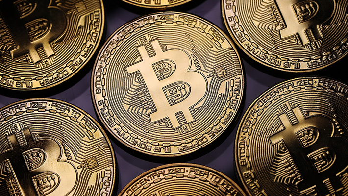 A sheet of Bitcoin images.