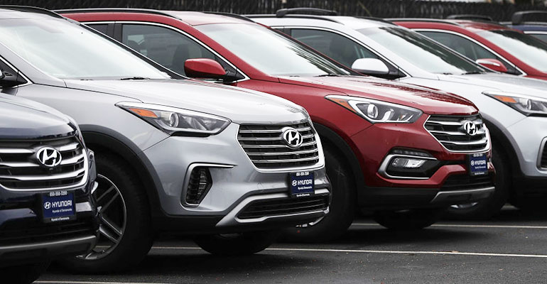 Hyundai vehicles, perhaps in a lot