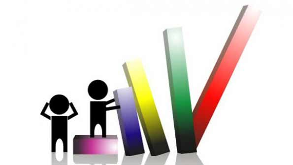 stick figures pushing over columns