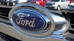A Ford front grille on the lot. A Ford front grille on the lot.