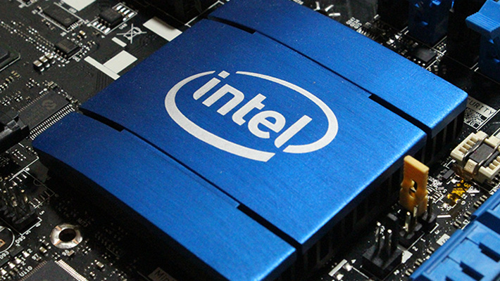 A detail of an Intel chip.