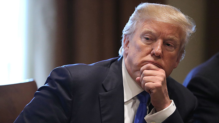Donald Trump presides over a Cabinet Room meeting in the White House earlier this month.