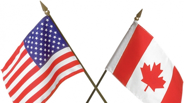 us flag and canada flag