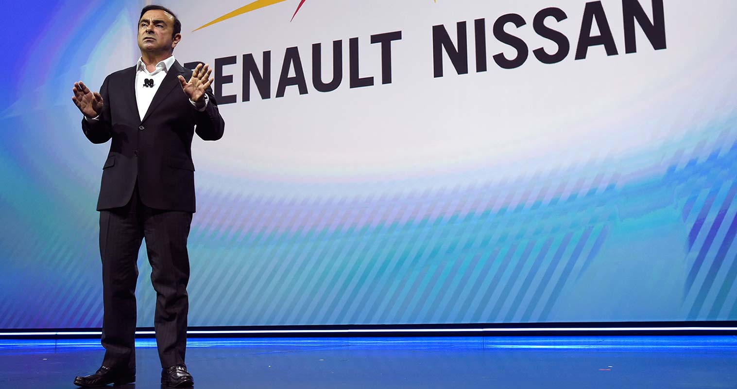 Carlos Ghosn of Nissan and Renault speaking at car show