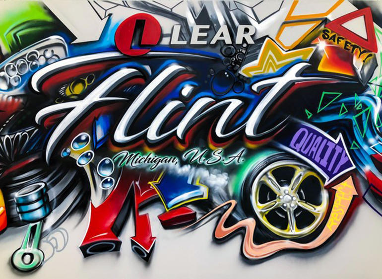 Lear Mural at Flint Plant