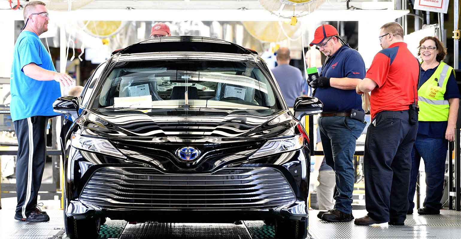 Toyota Camry being inspected at factory
