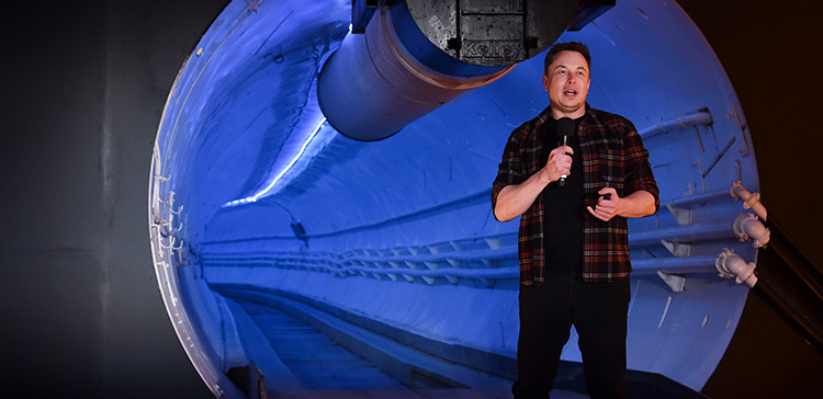 Elon Musk at Dec. 18, 2018, Boring event