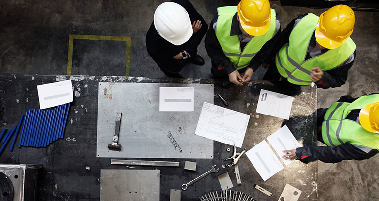 factory workers from above