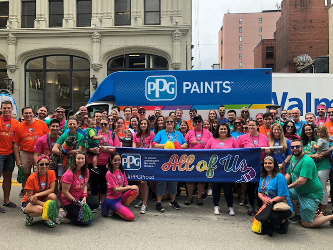 PPG employees marched in the Pittsburgh Pride Parade in 2018. Credit: PPG