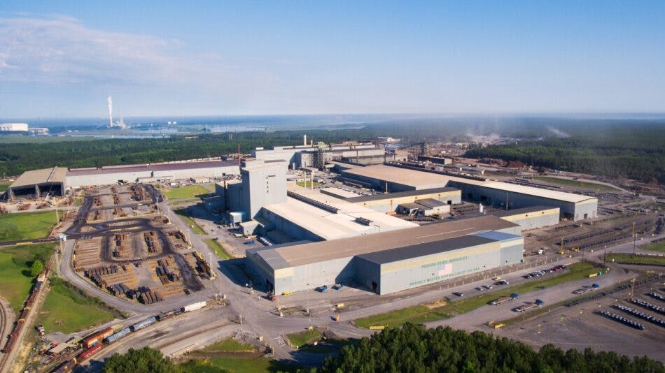 A Nucor electric arc minimill.