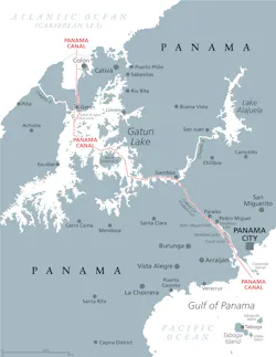 This map shows the location of the Chinese-managed Panama-Colon container port at the tip of the Panama Canal. This map shows the location of the Chinese-managed Panama-Colon container port at the tip of the Panama Canal.