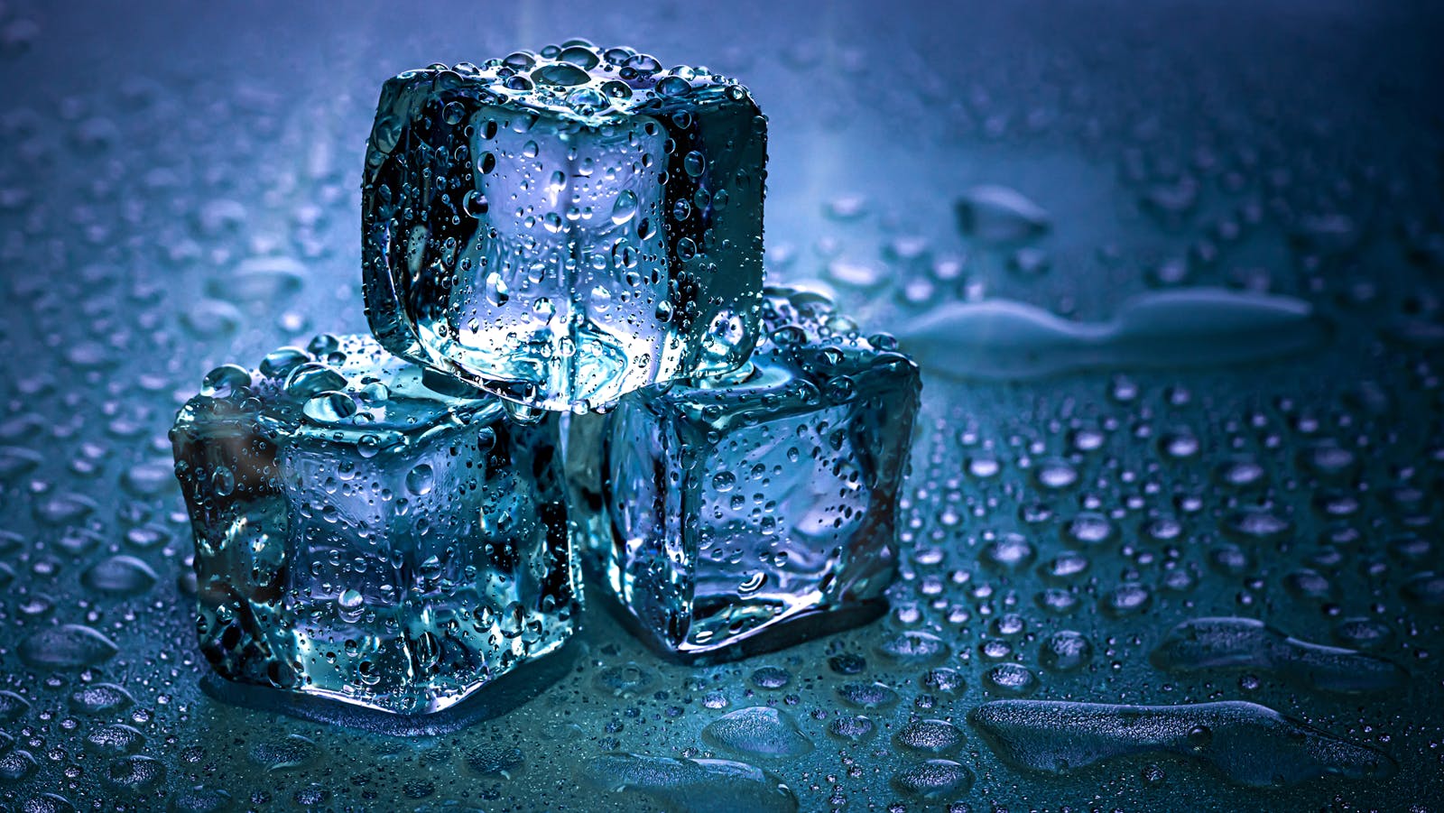 ice cubes on blue background