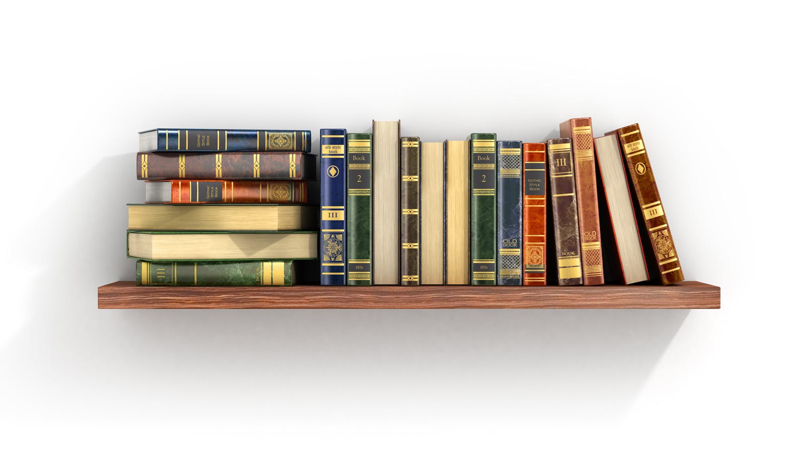 illustration of row of books on a bookshelf