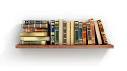 illustration of row of books on a bookshelf illustration of row of books on a bookshelf