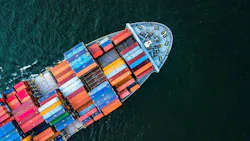 Aerial view of container cargo ship. Aerial view of container cargo ship.