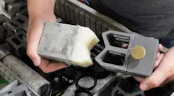 A conventional centering block for an automation line (left) and a 3D printed version (right). A conventional centering block for an automation line (left) and a 3D printed version (right).