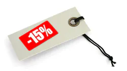 price tag with words that say 15% off price tag with words that say 15% off
