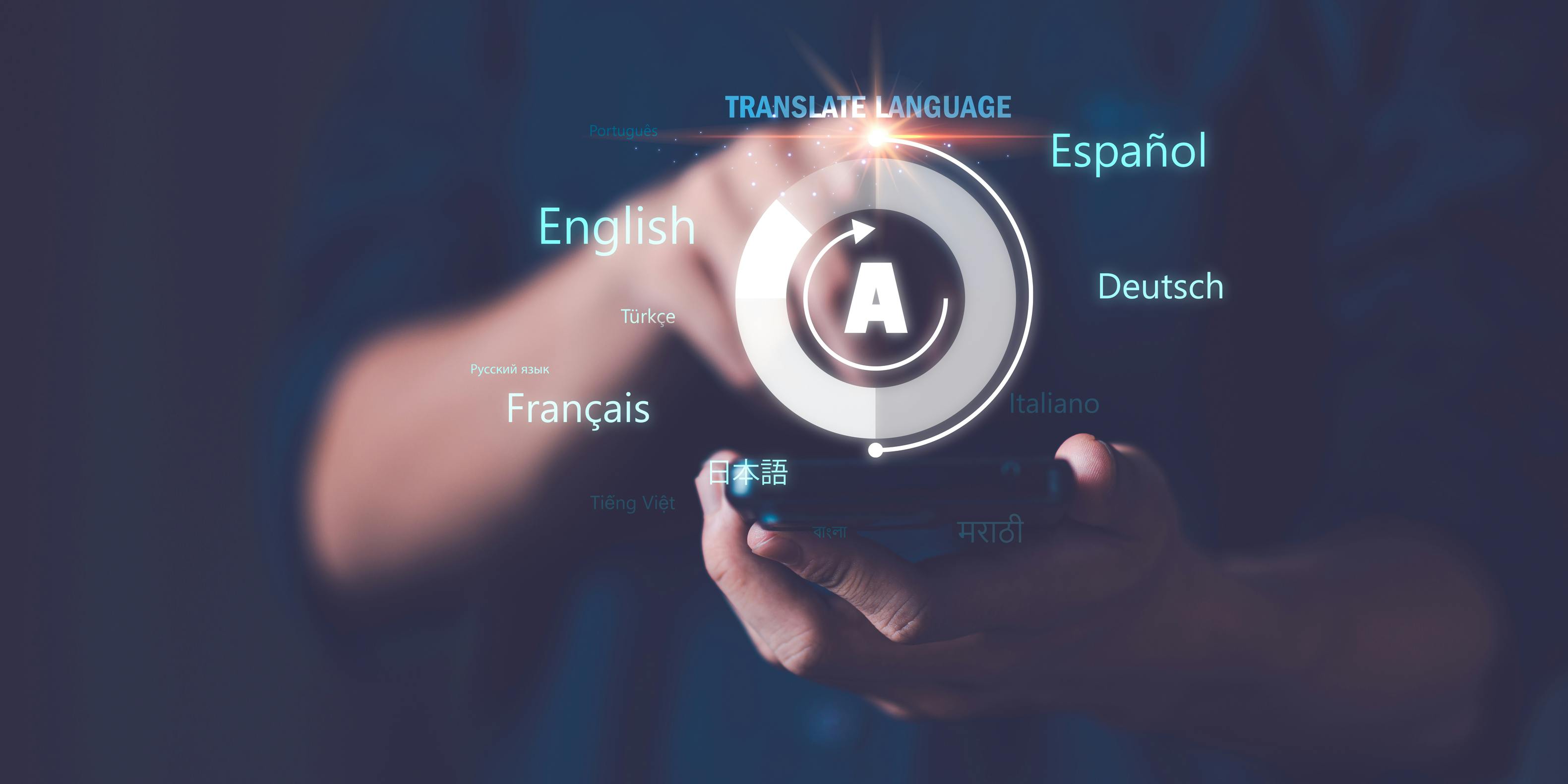 Concept of language translation application technology ,speaking different languages around the world