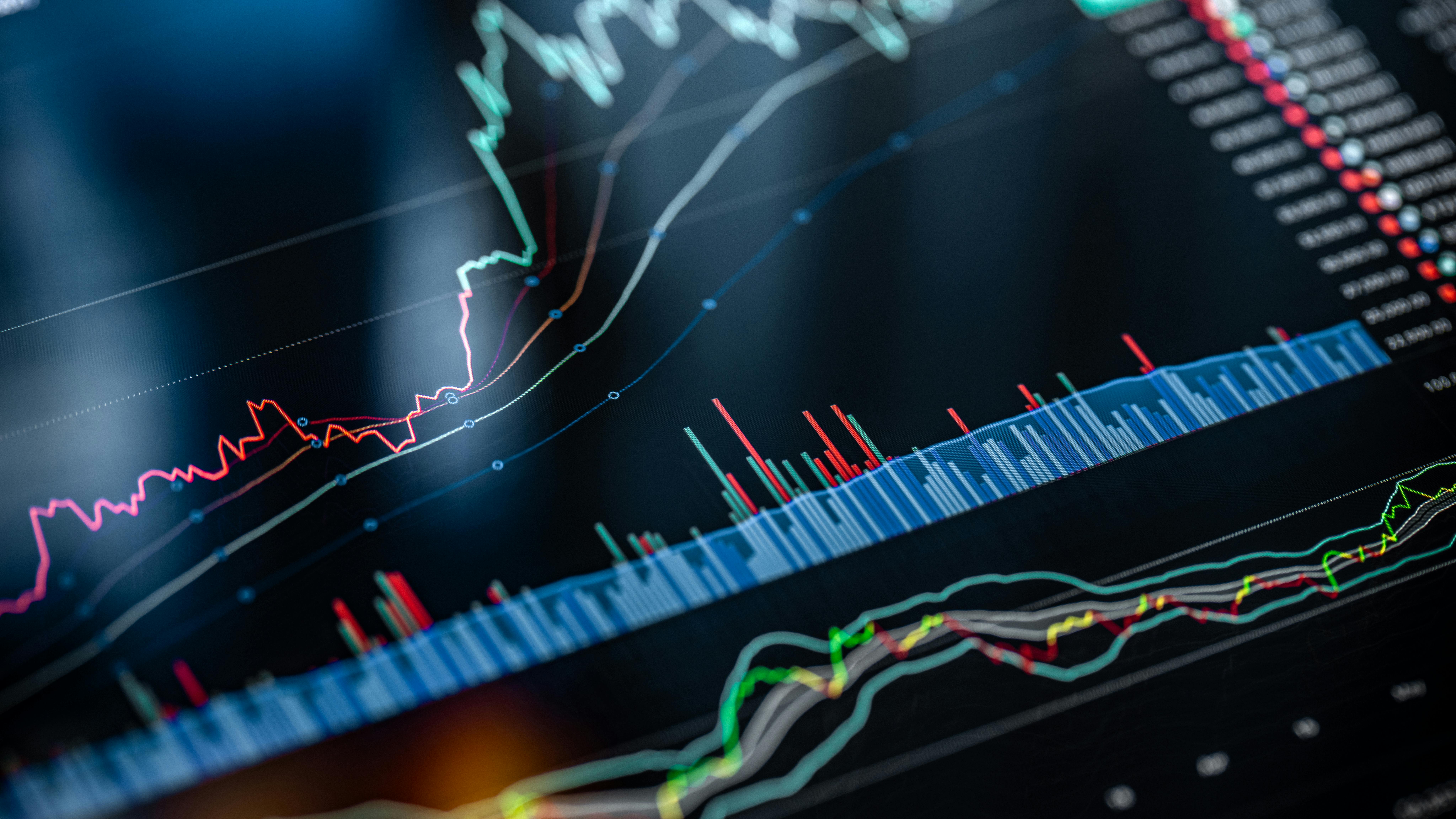 Trading chart and analytics on digital display