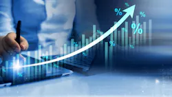 Percentage symbol and growth arrow. Percentage symbol and growth arrow.