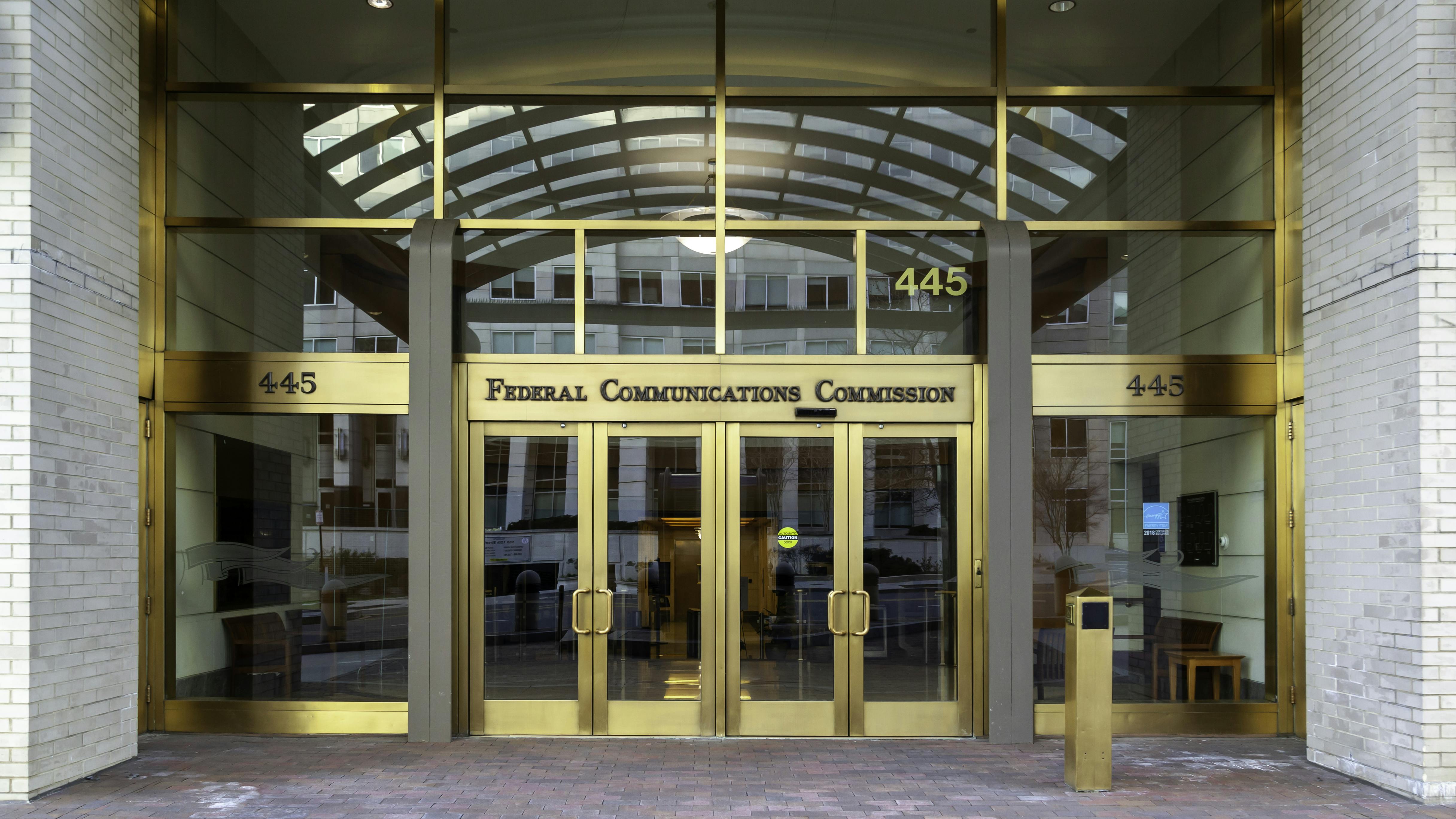 Entrance to Federal Communications Commission in Washington, D.C., USA