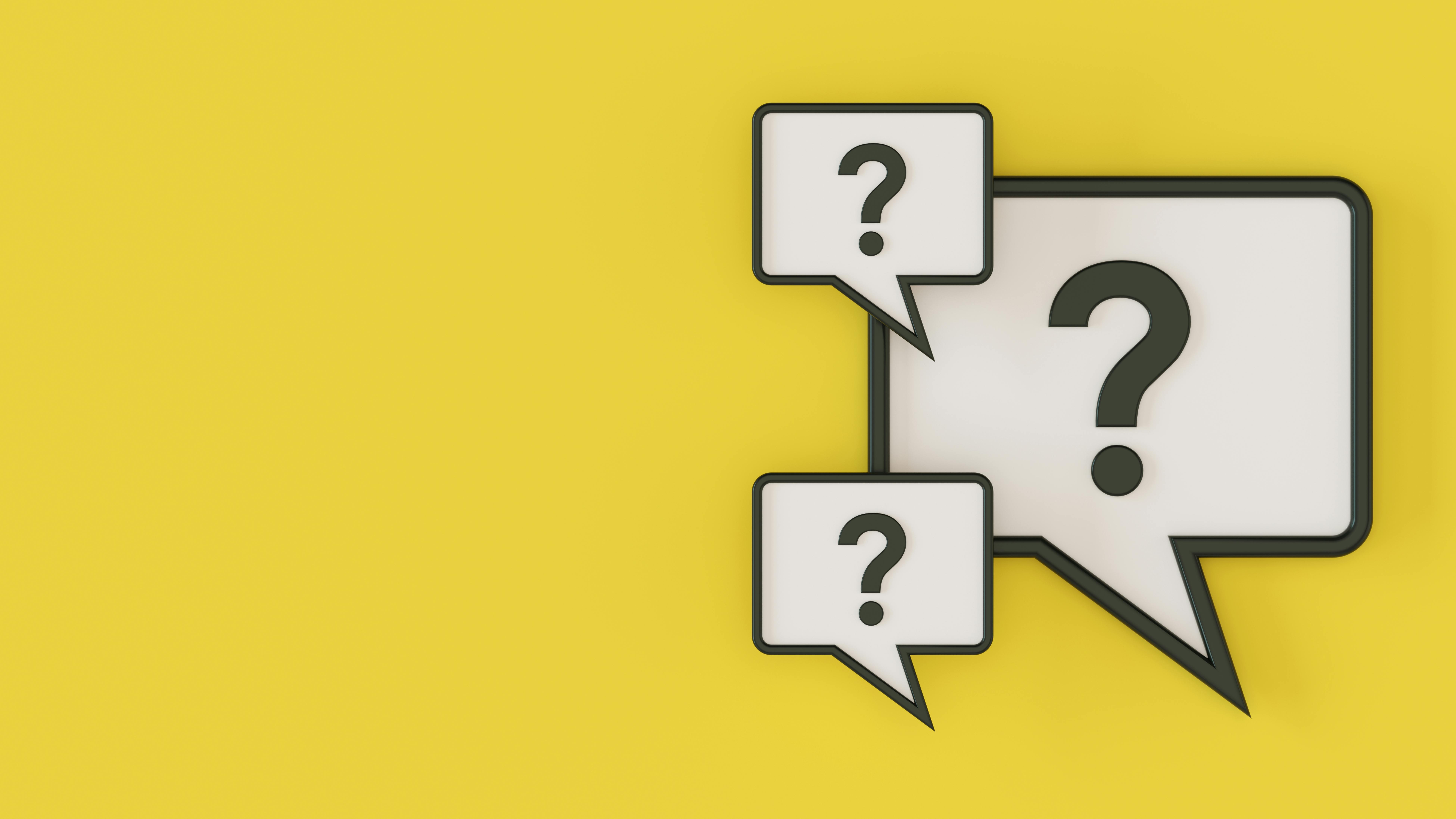 Question marks on speech bubbles