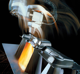 FIGURE 1. Hot-formed automotive firewall cut with a 3 kW disk laser on a highly dynamic TRUMPF TruLaser Cell 8030.