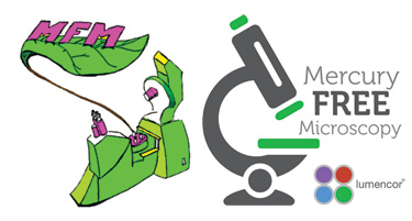 Both McGill University (left) and Lumencor (right) have developed Mercury Free Microscopy logos.