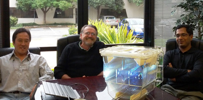 The principal investigators in the 'sun to fiber' project are (left to right): Nobuhiko Kobayashi, UCSC; R. Ernest Demaray, Antropy; Ravi Mullapudi, Tango Systems.